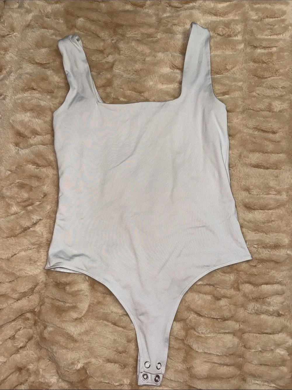 Guess White Ribbed Square-Neck Kids One-Piece Bodysuit